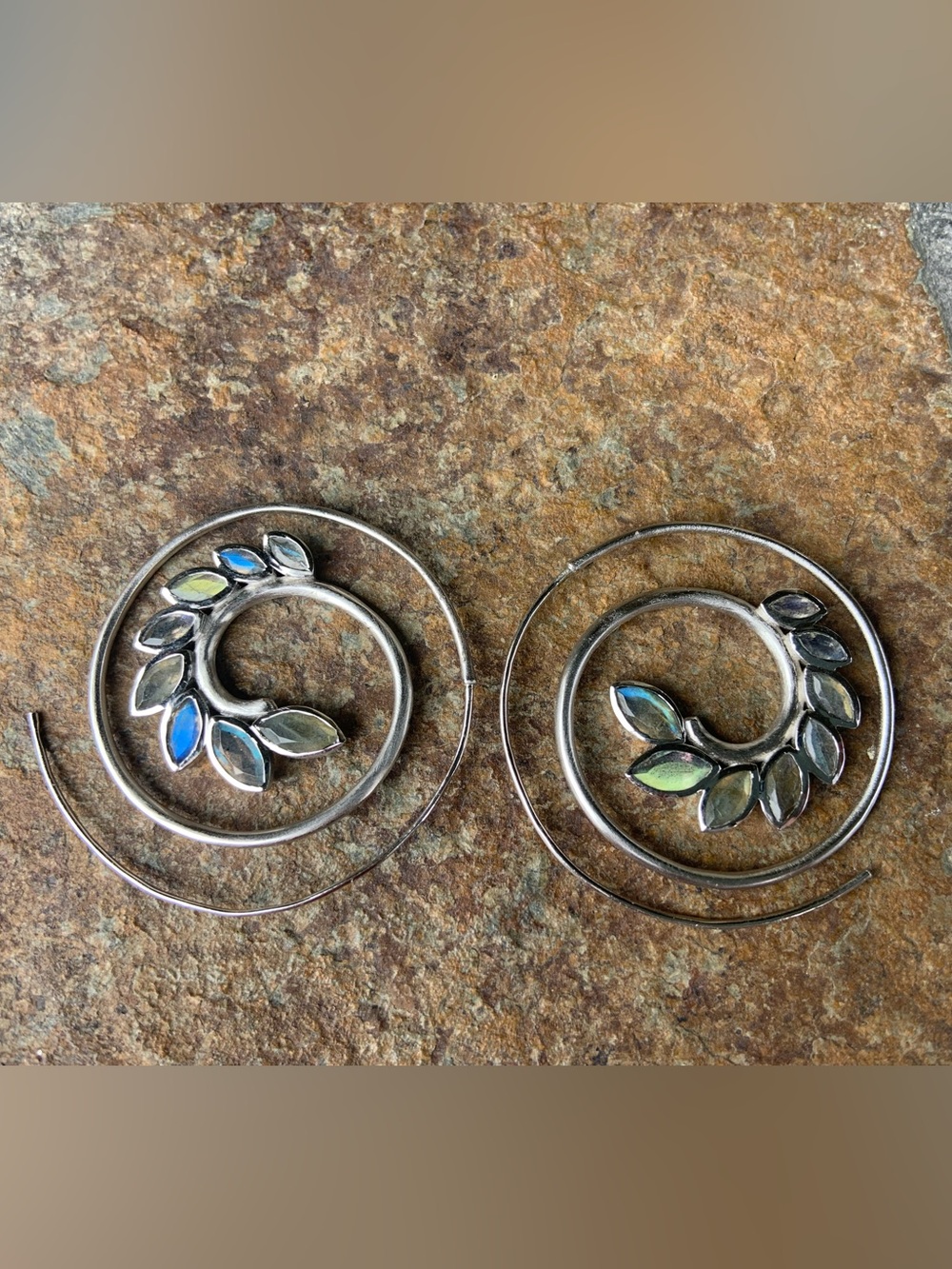 Dean Davidson Kamala Spiral Hoop Earrings w/Labradorite Gemstones